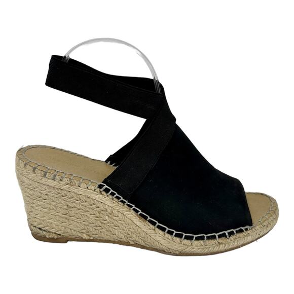 Adrienne Vittadini CALLA Espadrille Wedge Sandals Womens 10M Black Chunky Boho - Picture 2 of 13